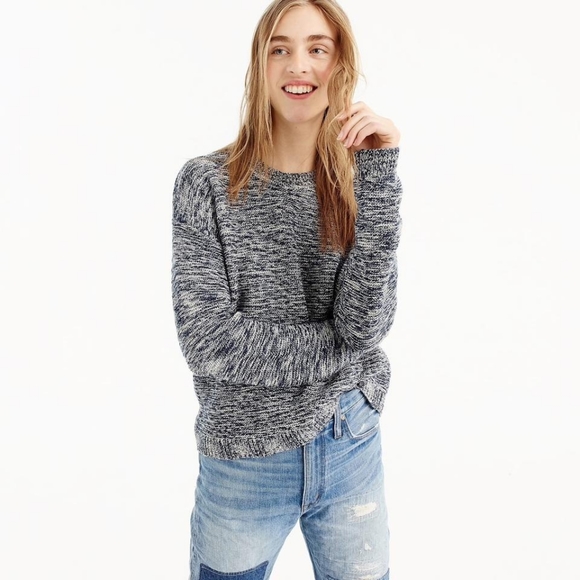 J. Crew Sweaters - J Crew navy & grey marled knit sweater size small